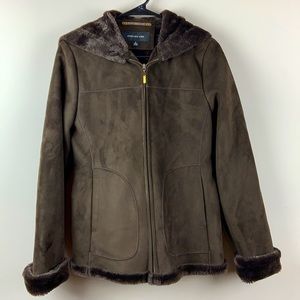 Jones New York Chocolate Faux Suede Fleeced lined Coat